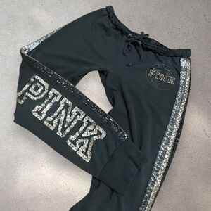 Y2K RARE VICTORIA'S SECRET PINK MCBLING BLACK SEQUIN SWEATPANTS